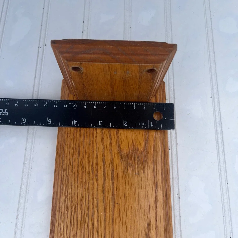 Vintage Solid Oak Wood Wall Hanging Display Shelf Beveled Edge Honey Brown